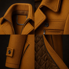 Men's Double-Collar Wool Overcoat – Quilted Lined | Winter