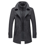 Men's Double-Layer Wool Blend Overcoat - Single-Breasted | Winter - Grey