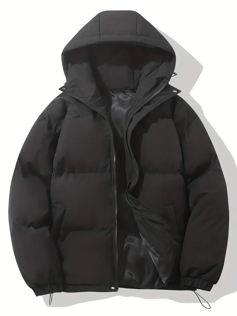 Men's Down Puffer Jacket | Hooded | Winter - Black