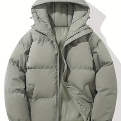 Men's Down Puffer Jacket | Hooded | Winter - Light Gray