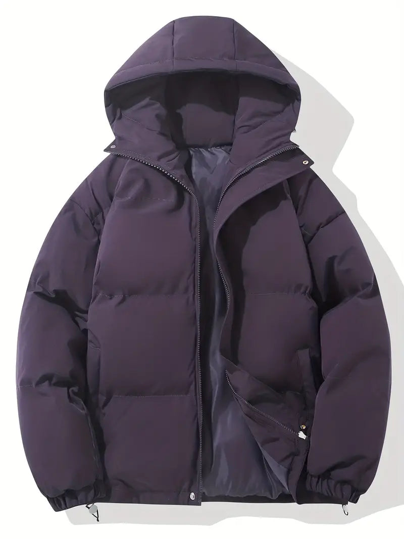 Men's Down Puffer Jacket | Hooded | Winter - Purple