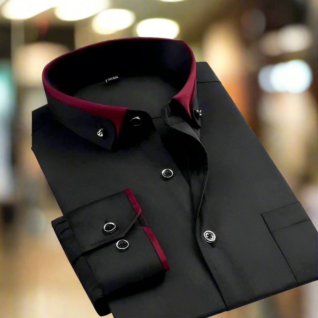 Men's Dress Shirt | Tailored | Contrasting Cuffs | Spring - Black