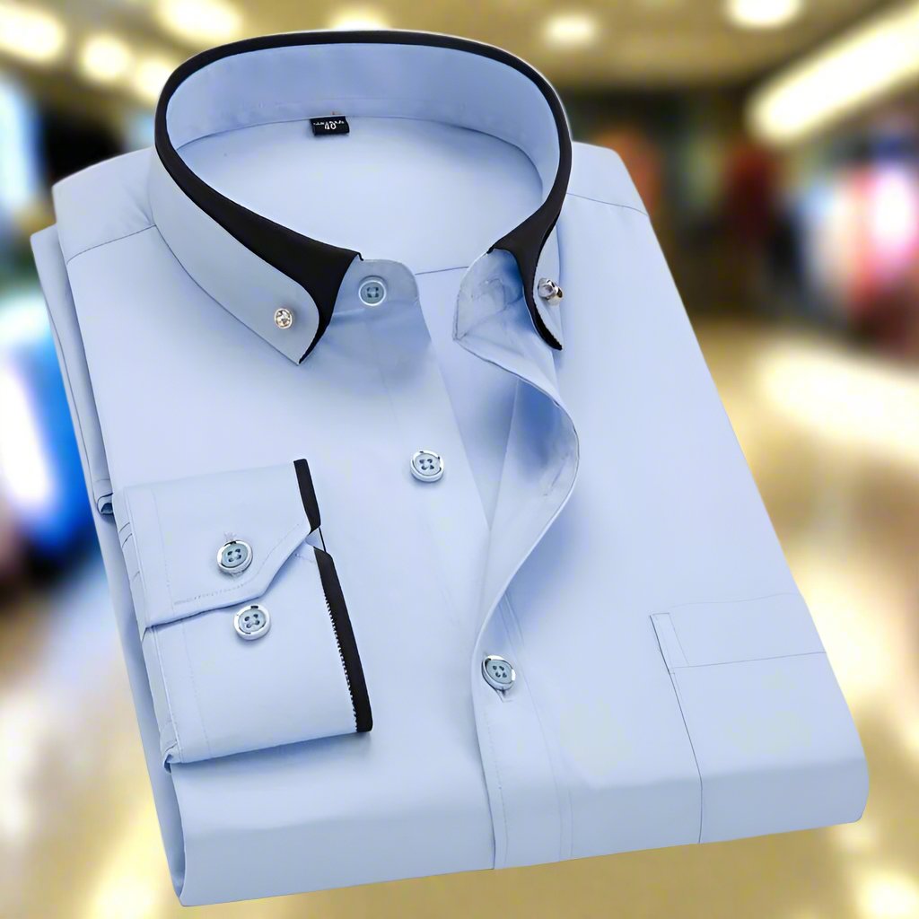 Men's Dress Shirt | Tailored | Contrasting Cuffs | Spring - Light Blue