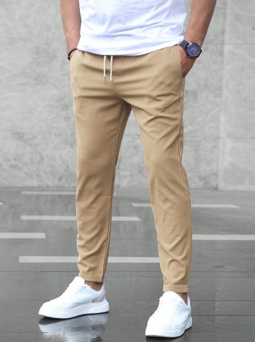 Men's Elastic Waist Chinos - Comfortable Everyday Pants | Spring - Khaki