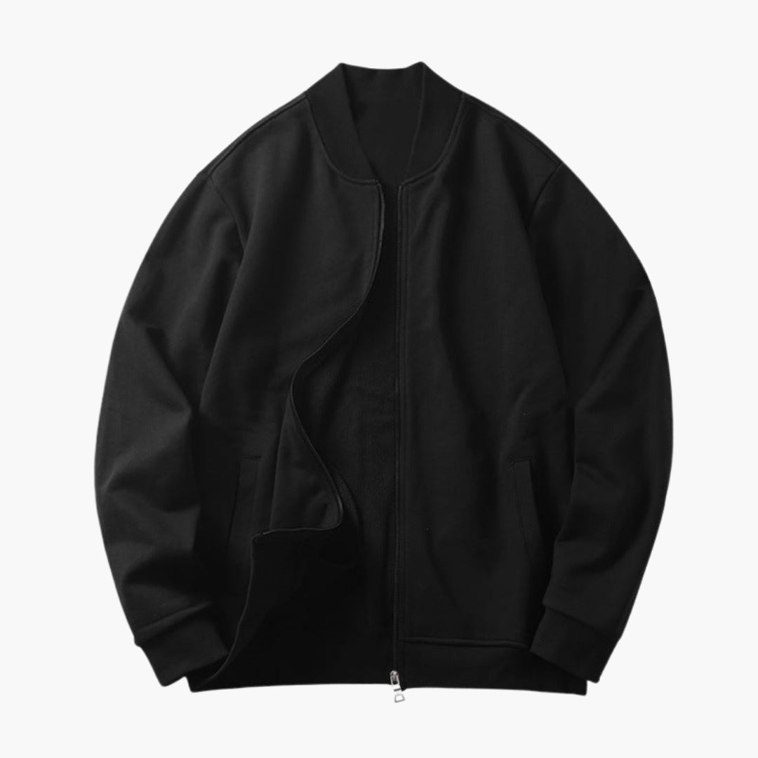 Men's Elegant Bomber | Discreet Zip | Autumn - Black