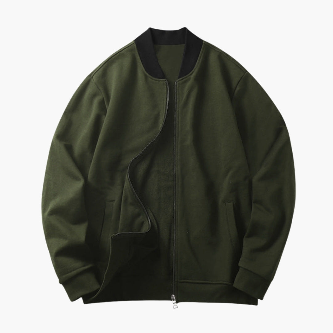 Men's Elegant Bomber | Discreet Zip | Autumn - Olive