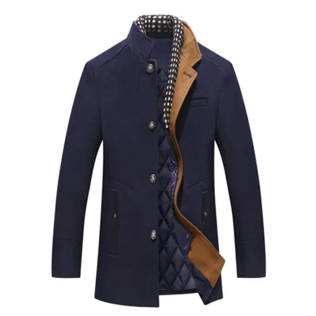 Men's Elegant Winter Coat | Quilted Detail | Winter - Blue