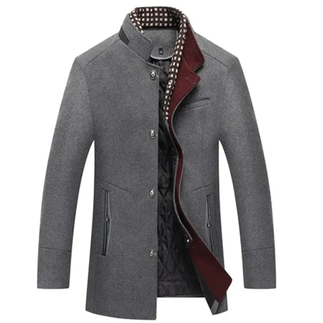 Men's Elegant Winter Coat | Quilted Detail | Winter - Gray