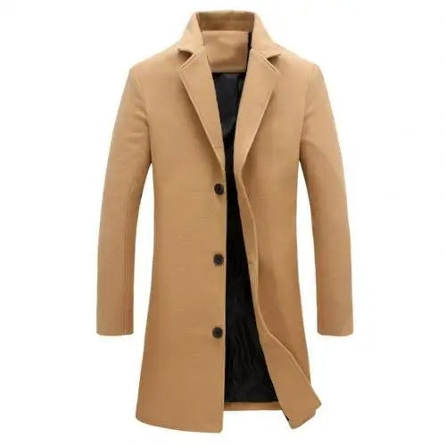 Men's Elegant Winter Overcoat | Wool Blend | Tailored - Khaki