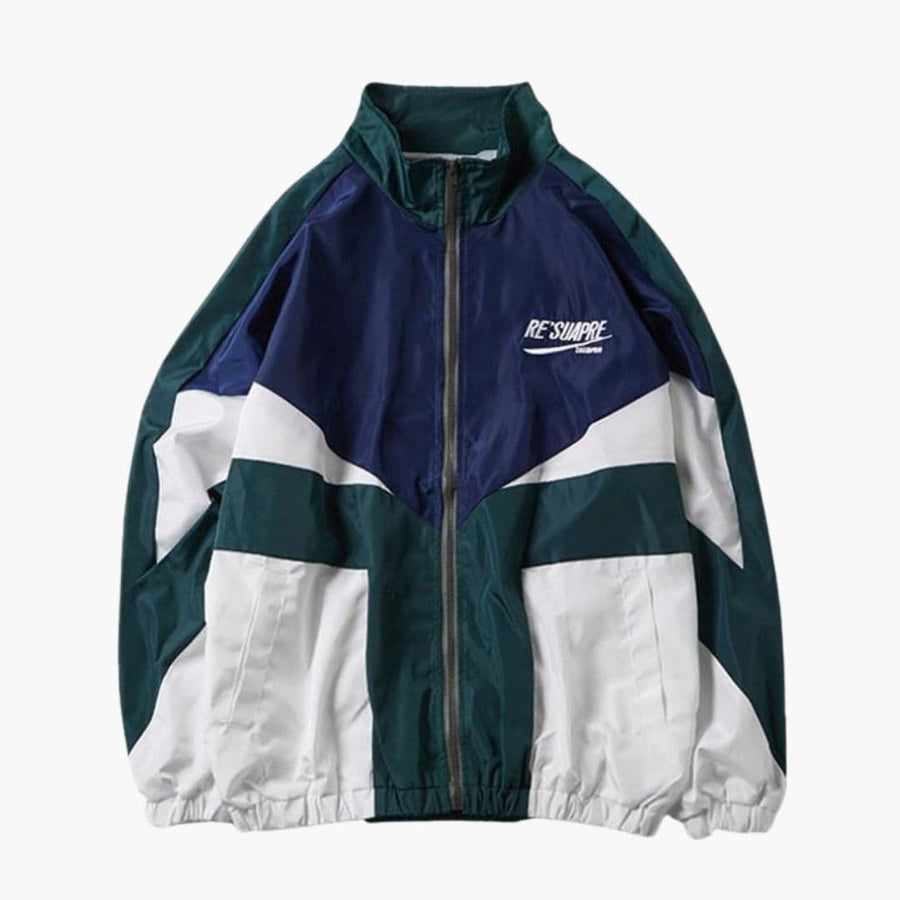 Men's Embroidered Bomber | Stand-Up Collar | Winter - Blue