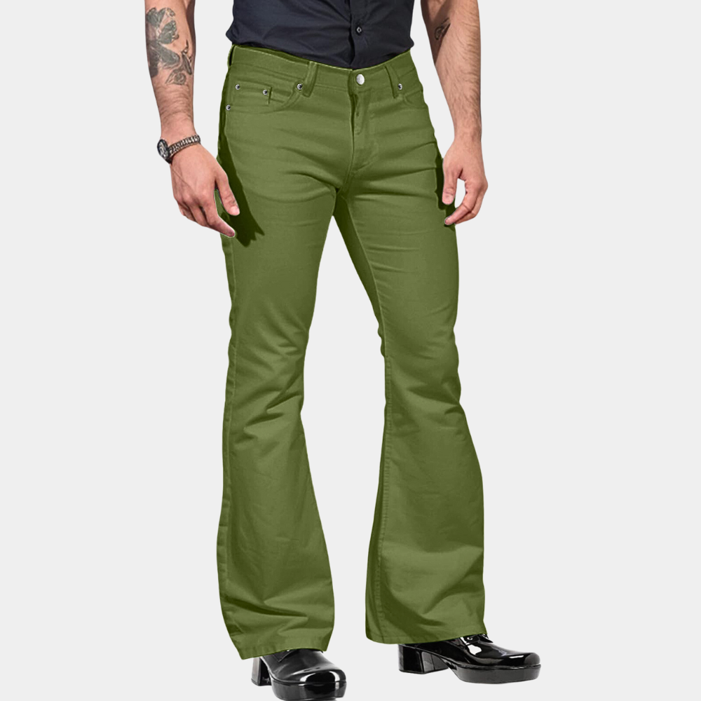 Men's Flared Pants | Retro Vibe | Autumn - Army Green