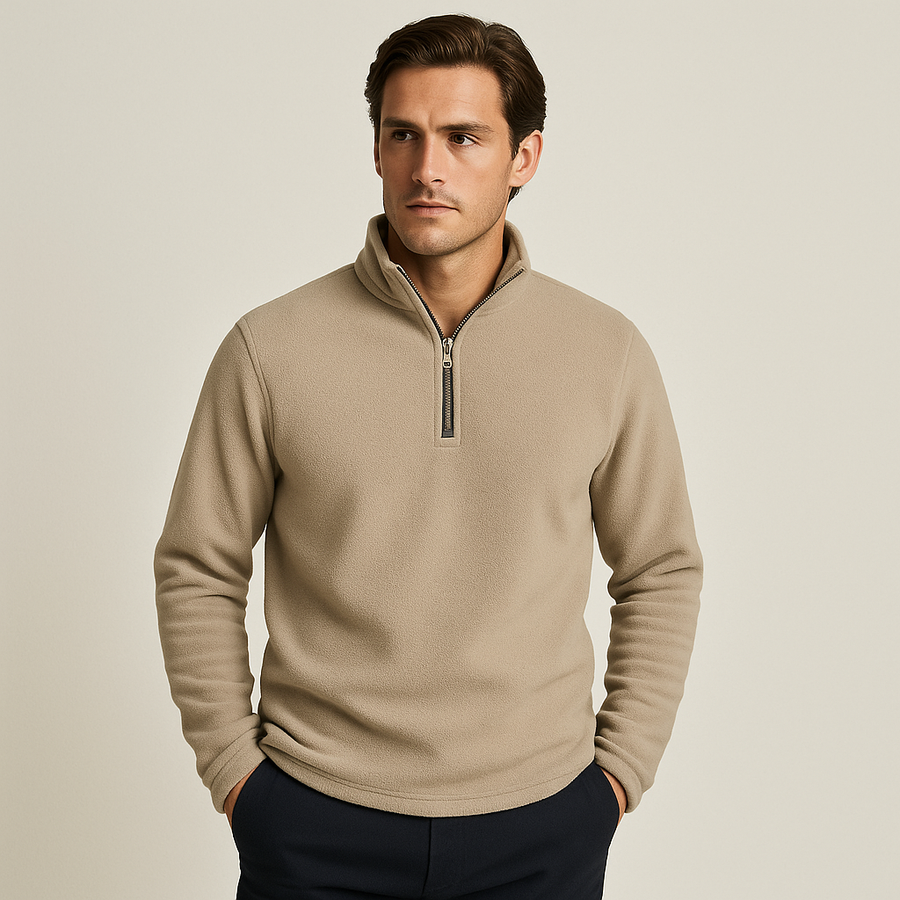 Men's Fleece Pullover | Soft Wool Lining | Winter - Khaki