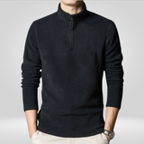 Men's Fleece Sweatshirt | Half Zip | Warm | Winter - Black