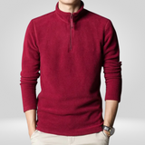 Men's Fleece Sweatshirt | Half Zip | Warm | Winter - Red