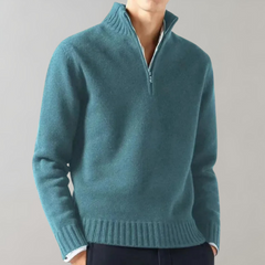 Men's Half-Zip Pullover | Soft Knit | Versatile | Autumn - Blue