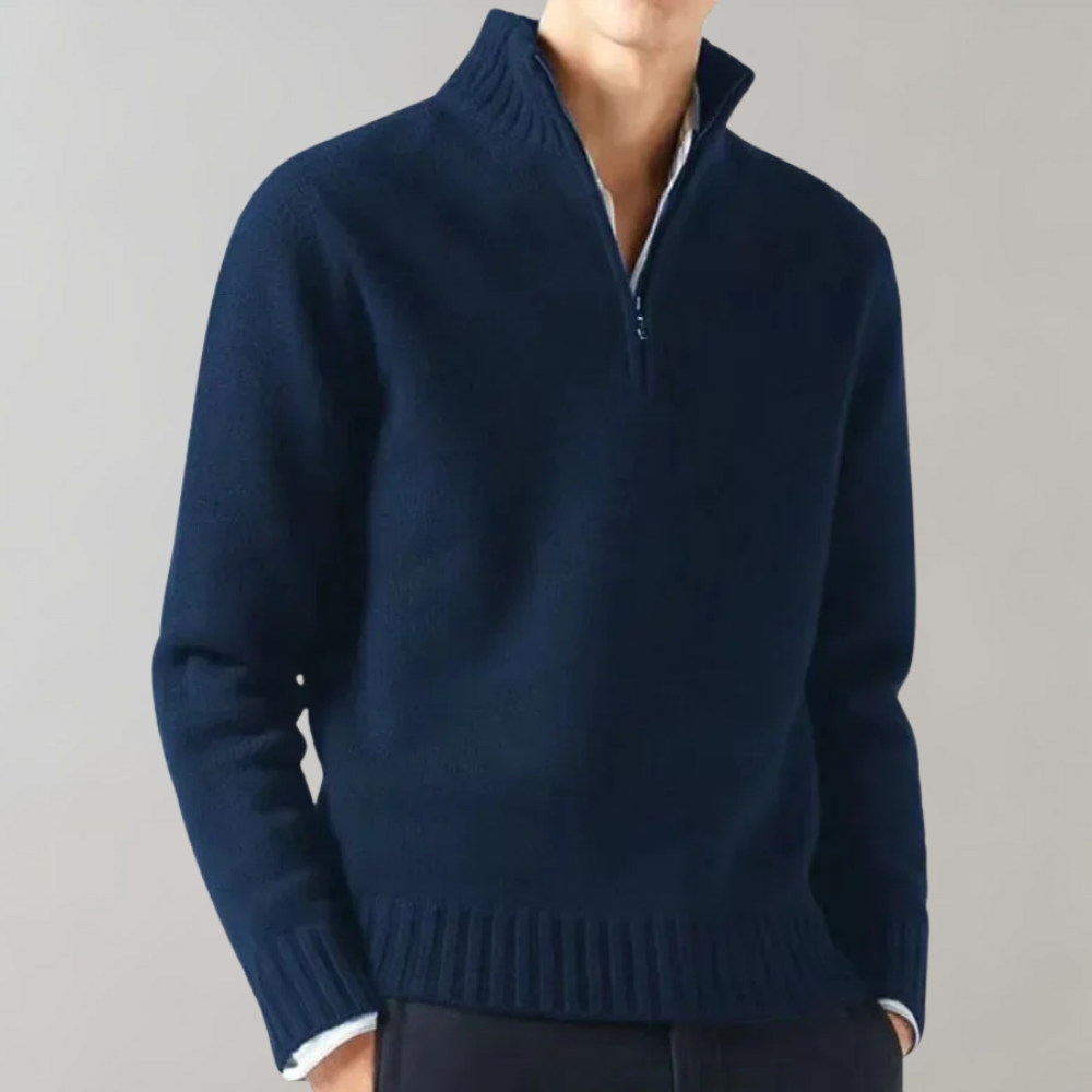 Men's Half-Zip Pullover | Soft Knit | Versatile | Autumn - Navy