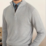 Men's Half-Zip Sweater | High Collar | Luxury | Winter - Light Gray