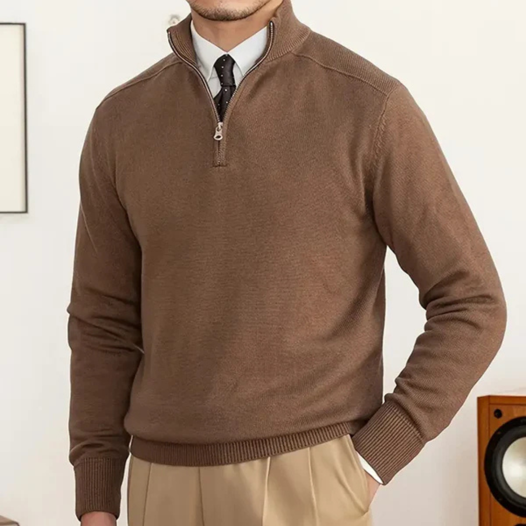 Men's Half-Zip Sweater | High Collar | Luxury | Winter