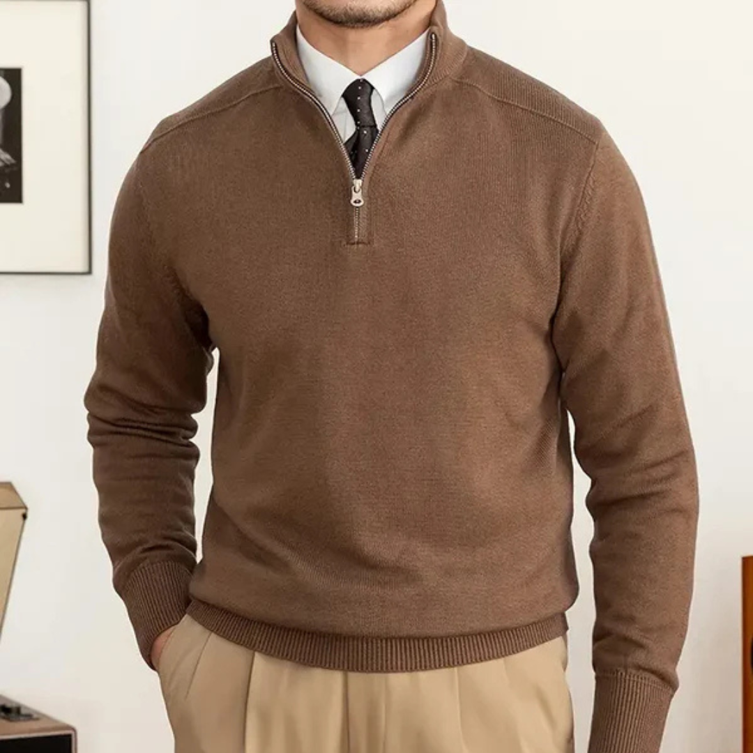 Men's Half-Zip Sweater | High Collar | Luxury | Winter