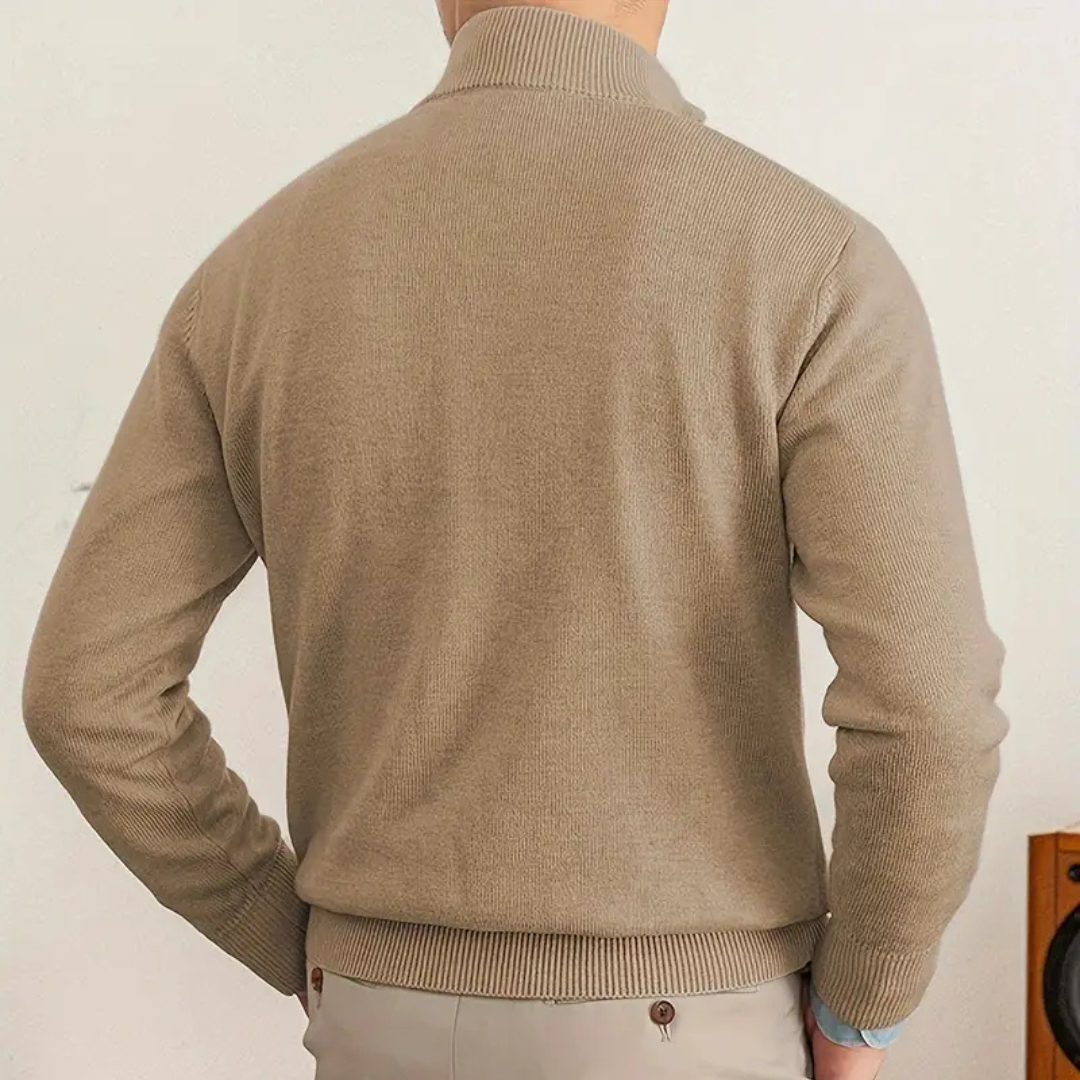 Men's Half-Zip Sweater | High Collar | Luxury | Winter