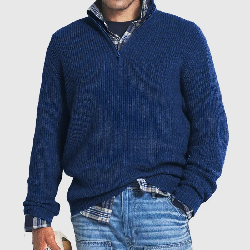 Men's Half-Zip Sweater | Layering Knit | Spring - Navy