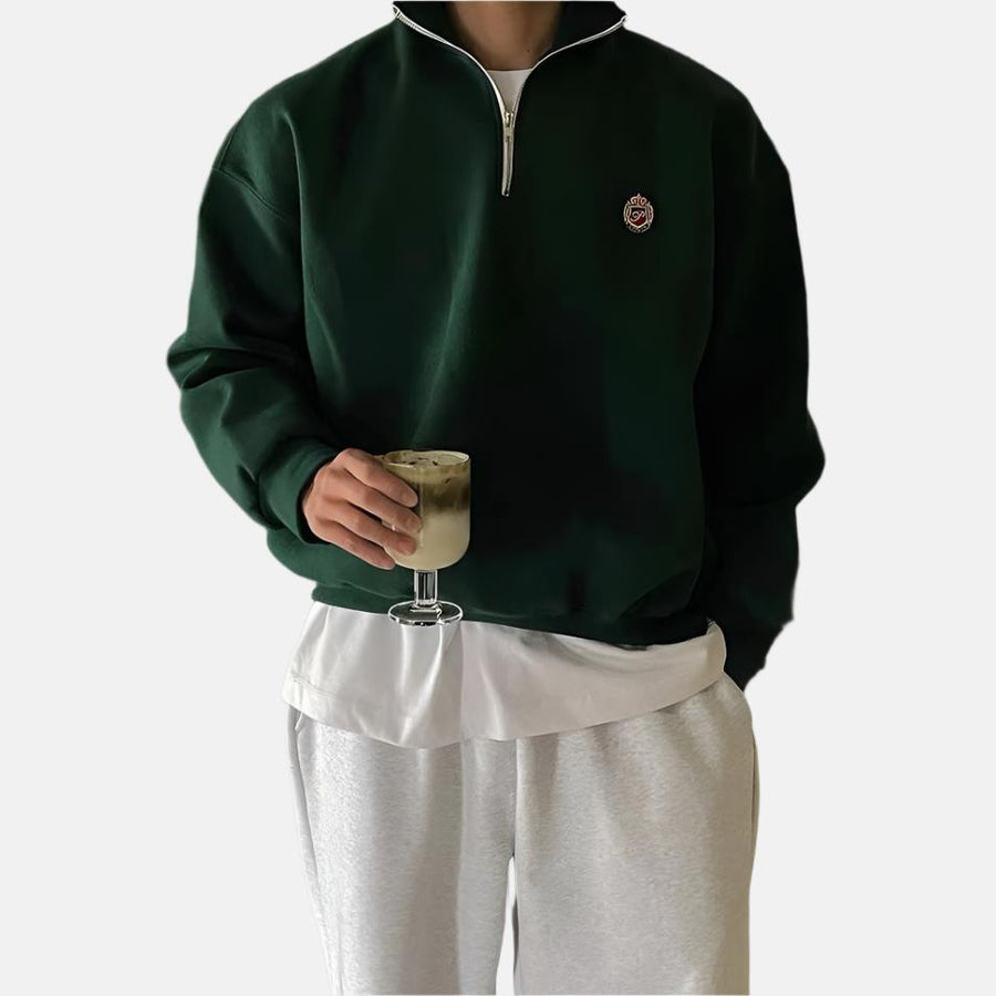 Men's Half-Zip Sweater | Relaxed Fit | Winter - Green