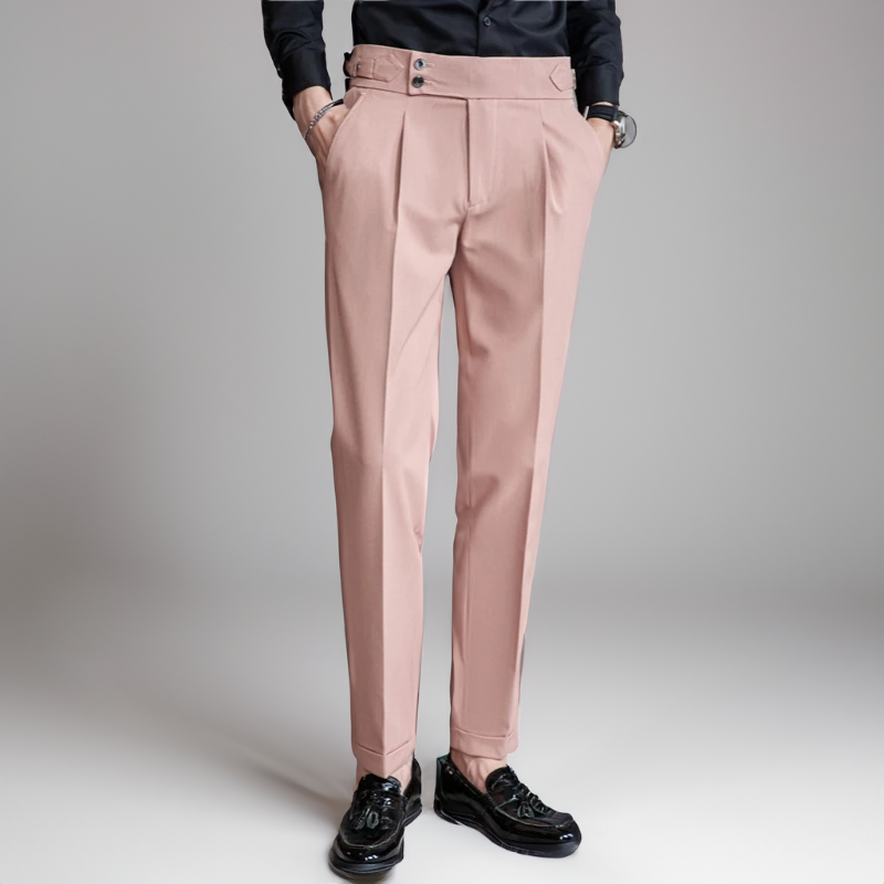 Men's High-Waist Pants | Fabric | Elegant | Autumn - Rose