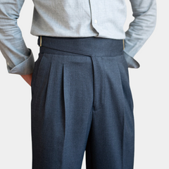 Men's High Waist Trousers | Pleated | Spring
