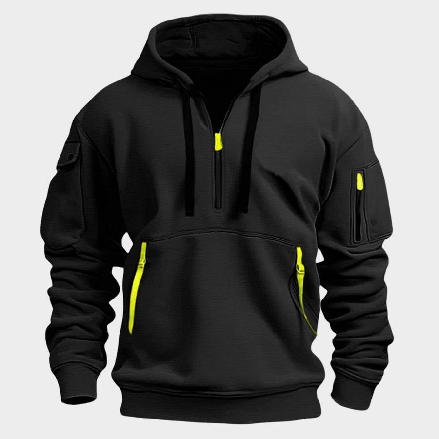 Men's Hoodie | Half-Zip | Relaxed Fit | Winter - Black