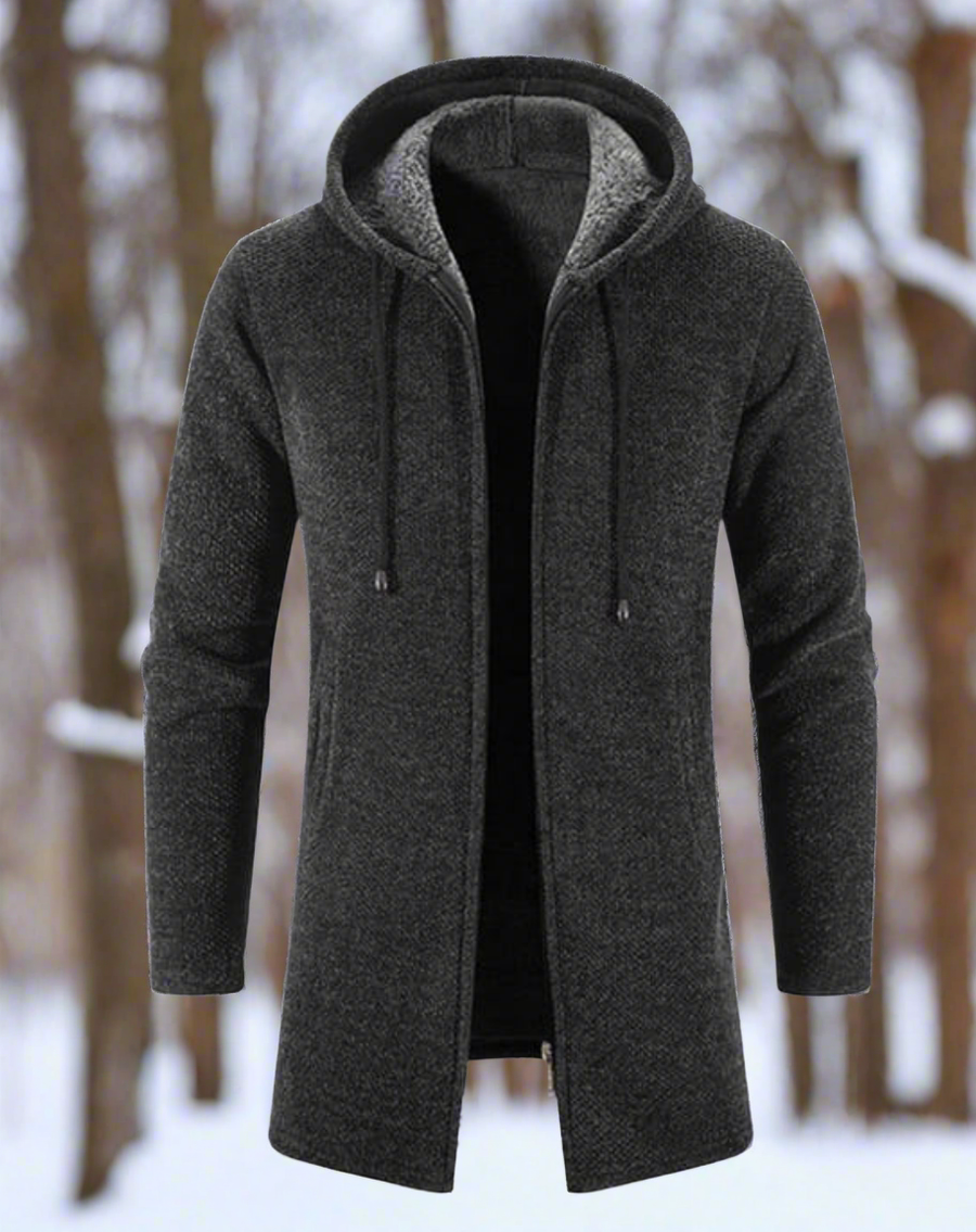 Men's Hoodie | Long Length | Warm | Winter - Dark Gray
