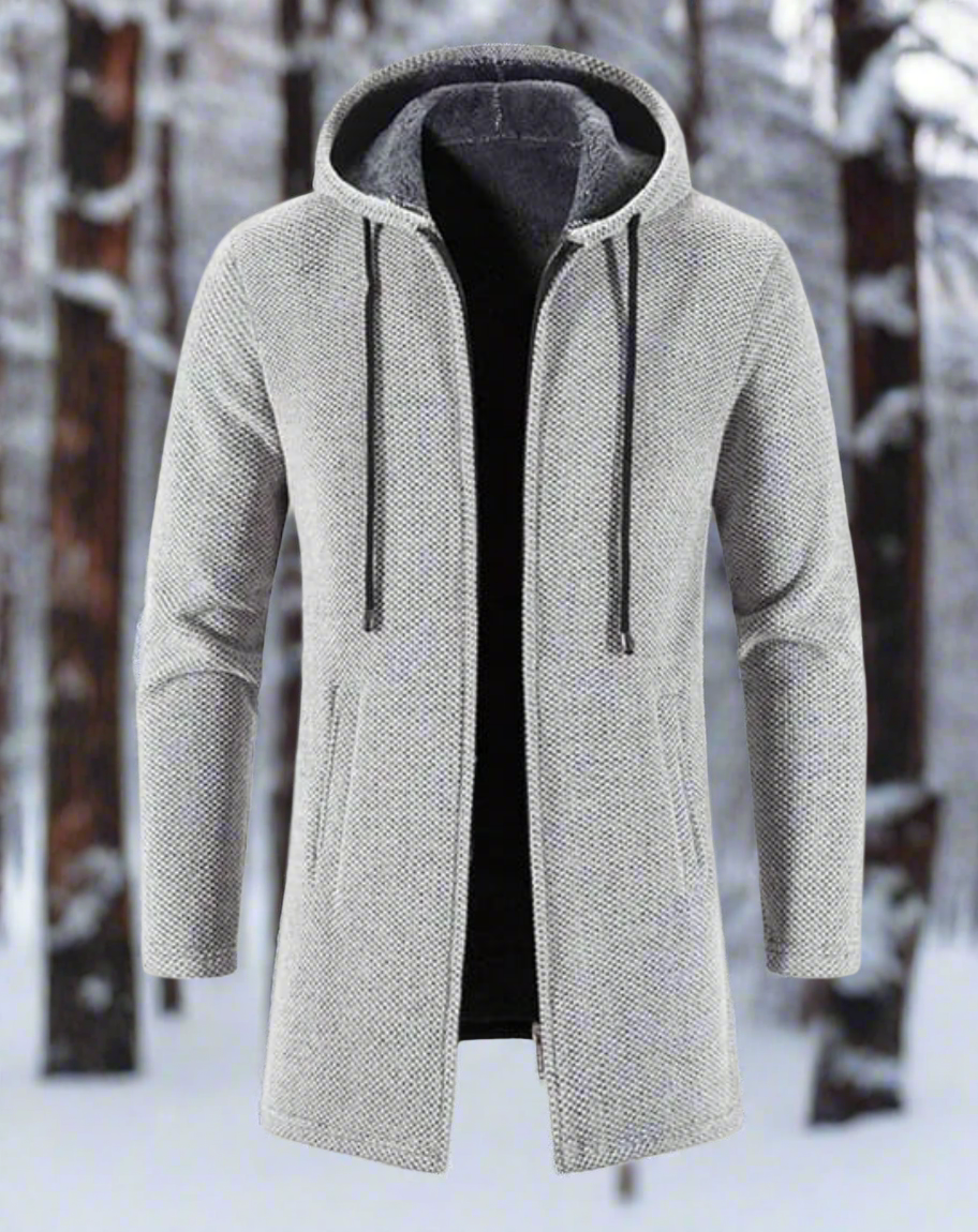 Men's Hoodie | Long Length | Warm | Winter - Light Gray
