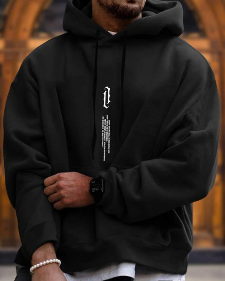 Men's Hoodie | Relaxed | Pull-Over | Winter - Black