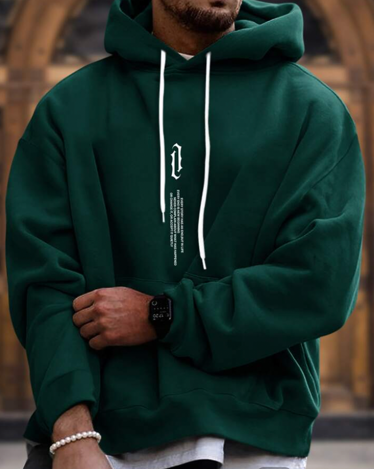 Men's Hoodie | Relaxed | Pull-Over | Winter - Green