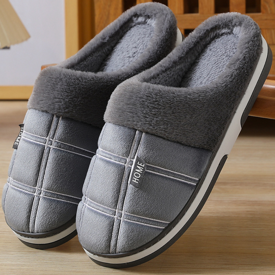 Men's Indoor Slippers | Warm Sherpa Lining | Cozy | Winter - Gray