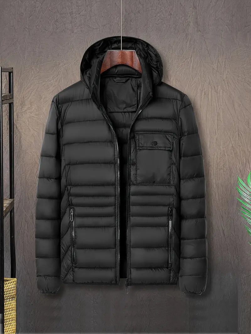 Men's Insulated Winter Jacket - Warm Layering Coat - Black