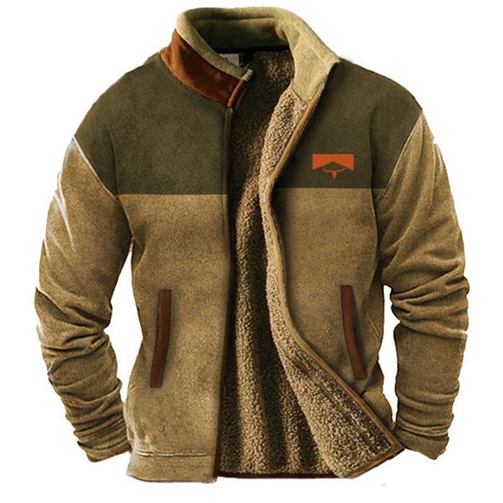 Men's Jacket | Fleece | Half-Zip | Autumn - Khaki