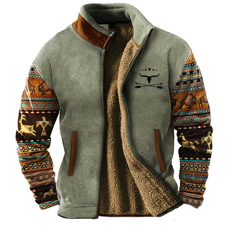 Men's Jacket | Fleece | Half-Zip | Autumn - Light Green