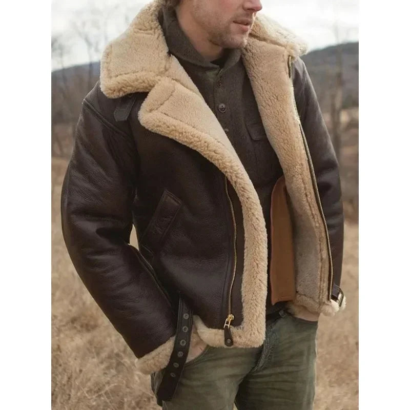 Men's Jacket | Fleece-Lined | Casual | Spring - Brown