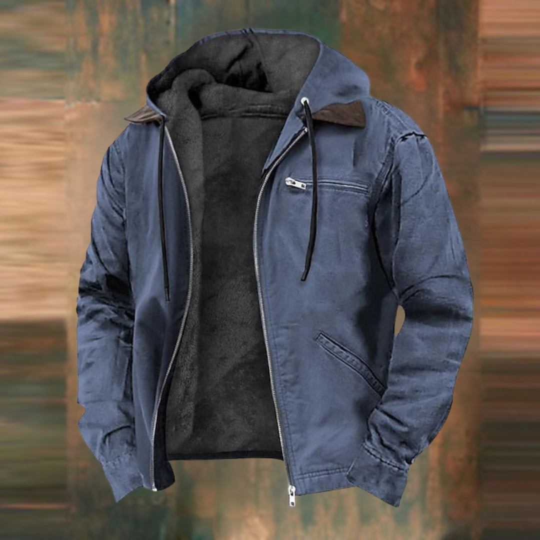 Men's Jacket | Fleece-Lined | Hooded | Winter - Blue