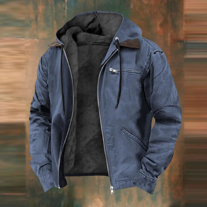 Men's Jacket | Fleece-Lined | Hooded | Winter - Blue