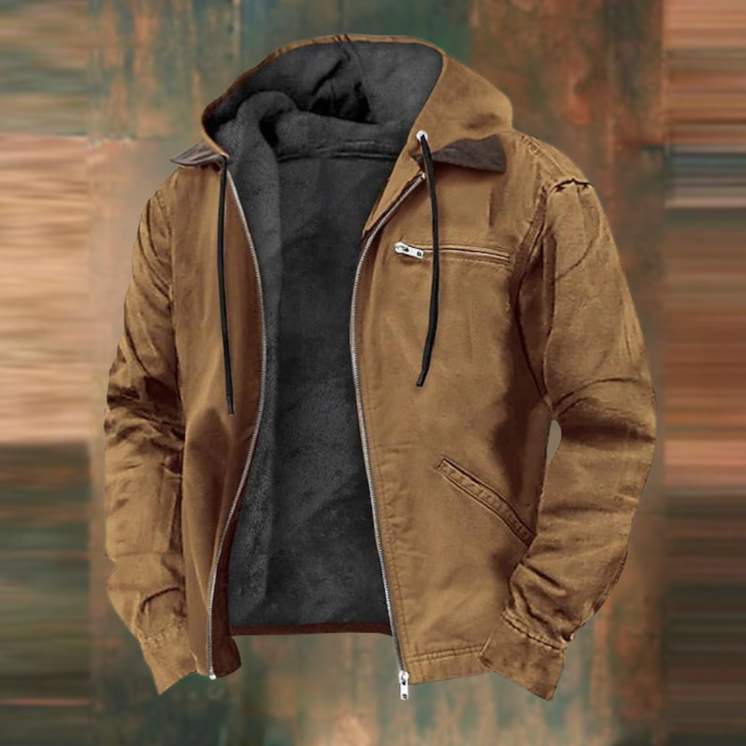 Men's Jacket | Fleece-Lined | Hooded | Winter - Brown