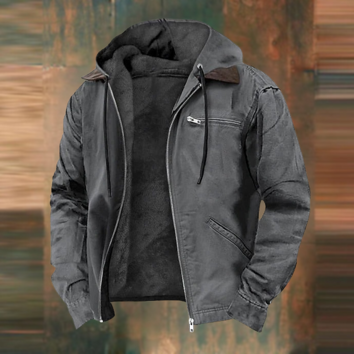Men's Jacket | Fleece-Lined | Hooded | Winter - Gray