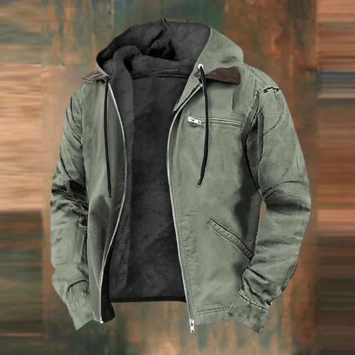 Men's Jacket | Fleece-Lined | Hooded | Winter - Green