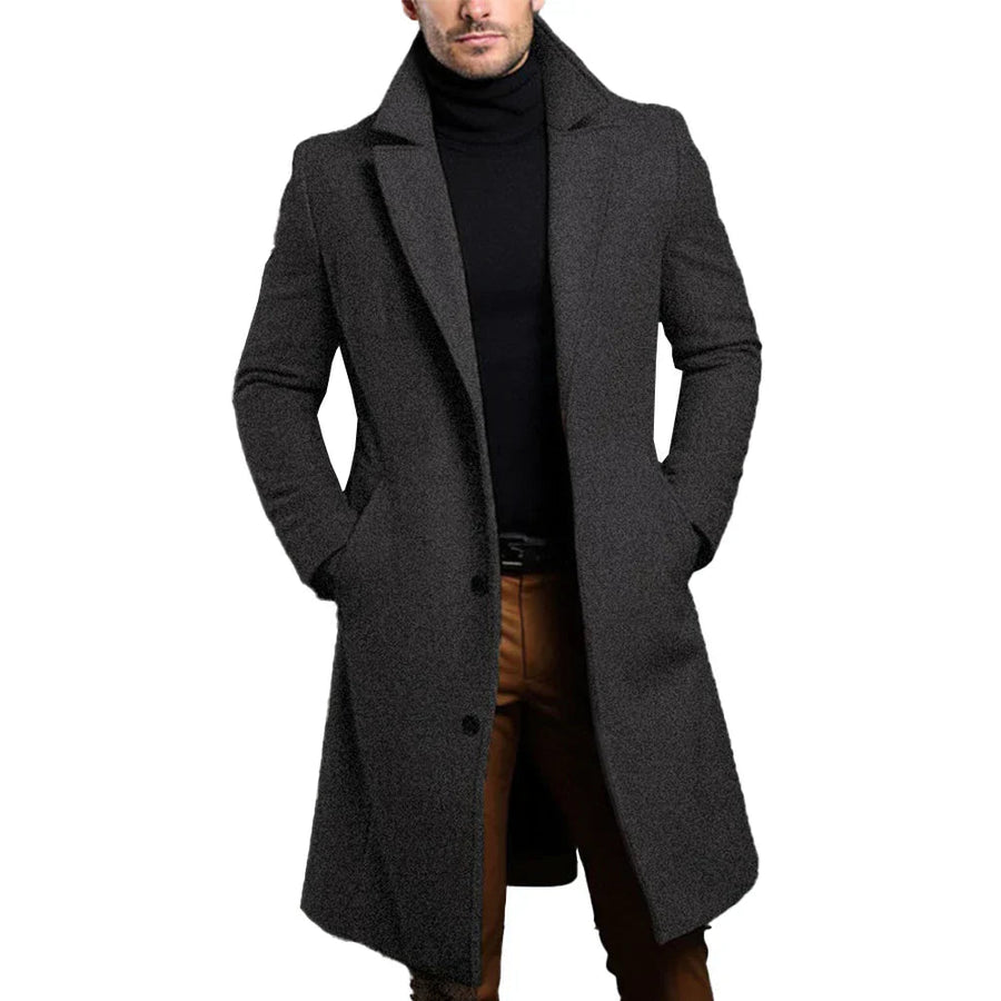 Men's Jacket | Longline | Button Closure | Winter - Charcoal