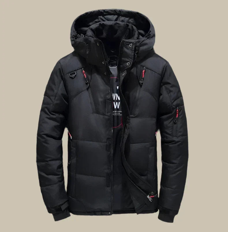 Men's Jacket | Quilted | Adjustable Hood | Winter - Black