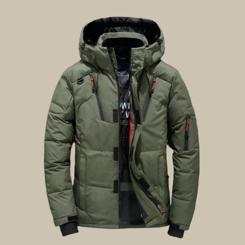Men's Jacket | Quilted | Adjustable Hood | Winter - Green