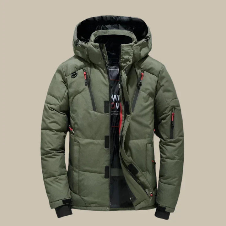 Men's Jacket | Quilted | Adjustable Hood | Winter - Green