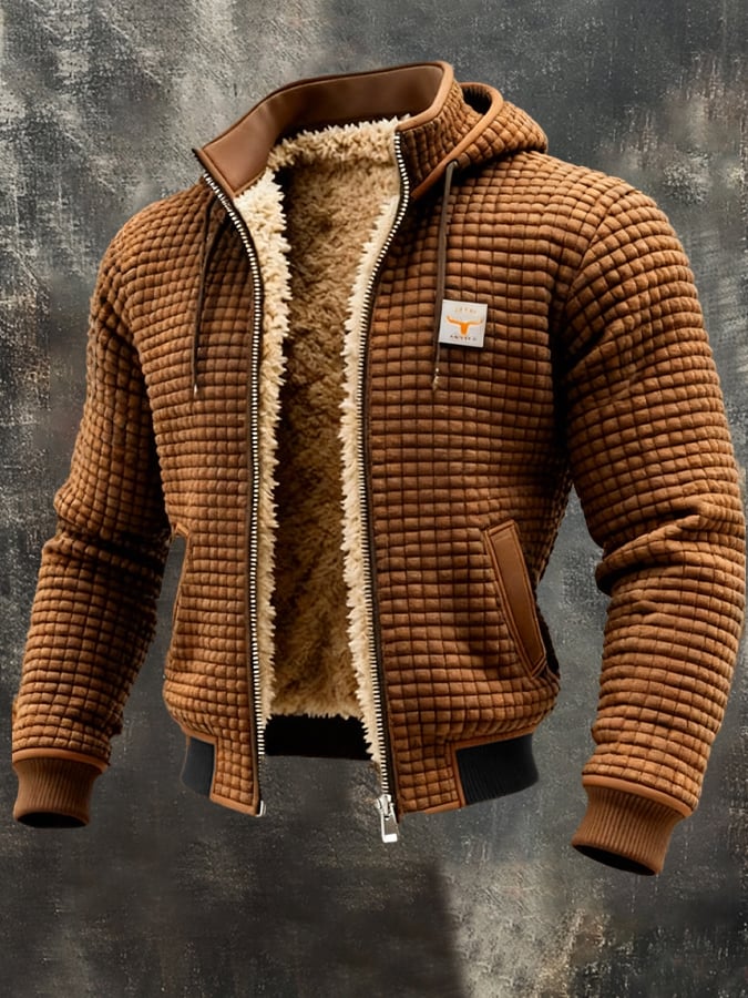 Men's Jacket | Quilted Fleece Lined | Winter - Brown