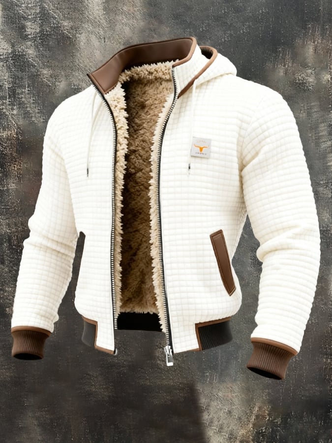 Men's Jacket | Quilted Fleece Lined | Winter - White