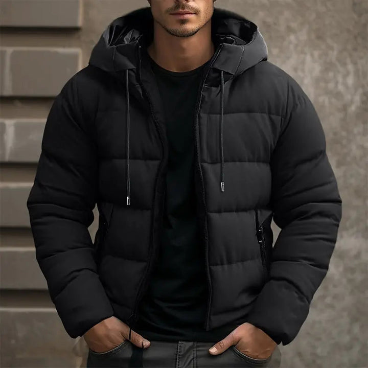 Men's Jacket | Quilted | Hood | Winter - Black